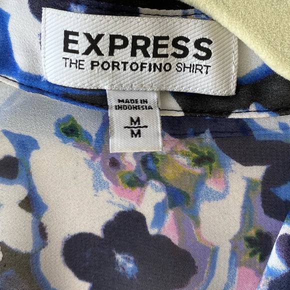 Express Blue and Black Floral Blouse - Picture 5 of 9